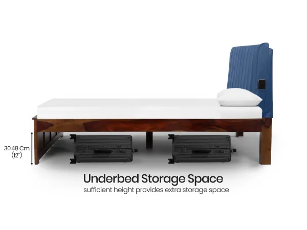 Regal Queen Bed with Navy Blue Leatherite